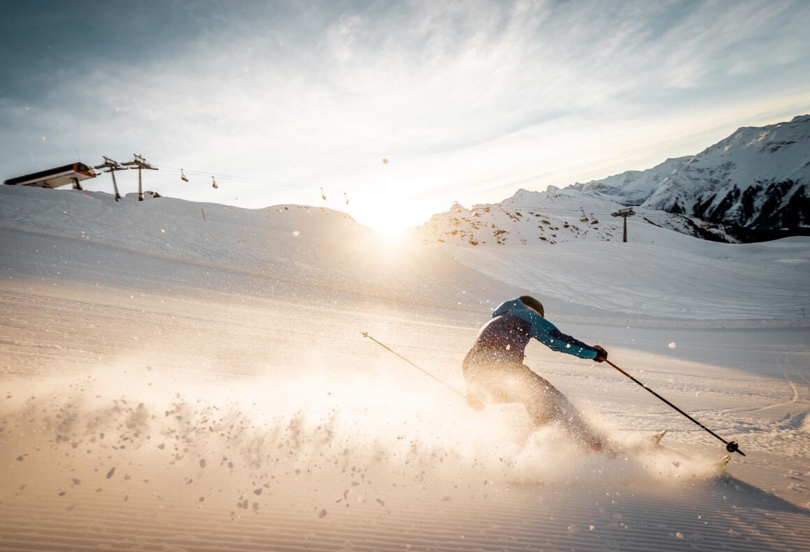 Skifahrer, Gegenlicht, Davos