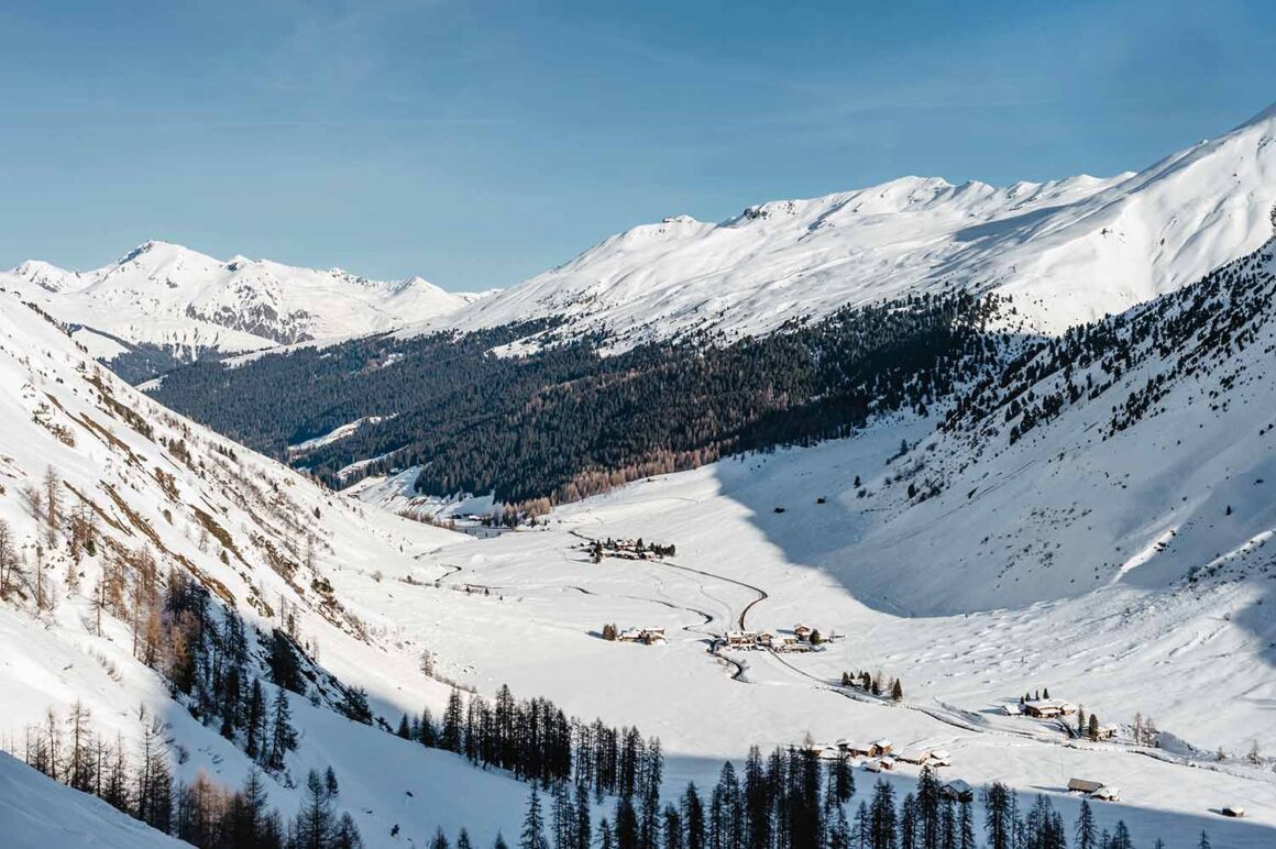 Sertig Valley, winter landscape, Davos, mountains, snow,
