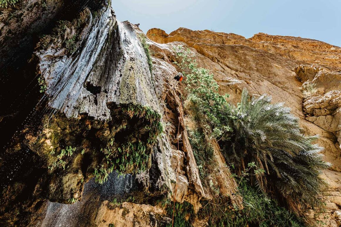 Wasserfall, abseilen, Wadi Zarqa Maain, Jordanien