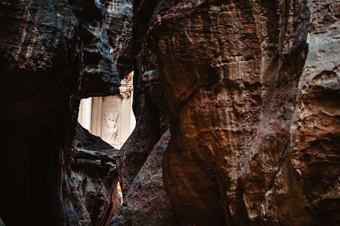 Schlucht al Siq, Khazne al-Firaun, Petra, Jordanien